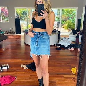 Levis High Rise Deconstructed Denim Jean Skirt